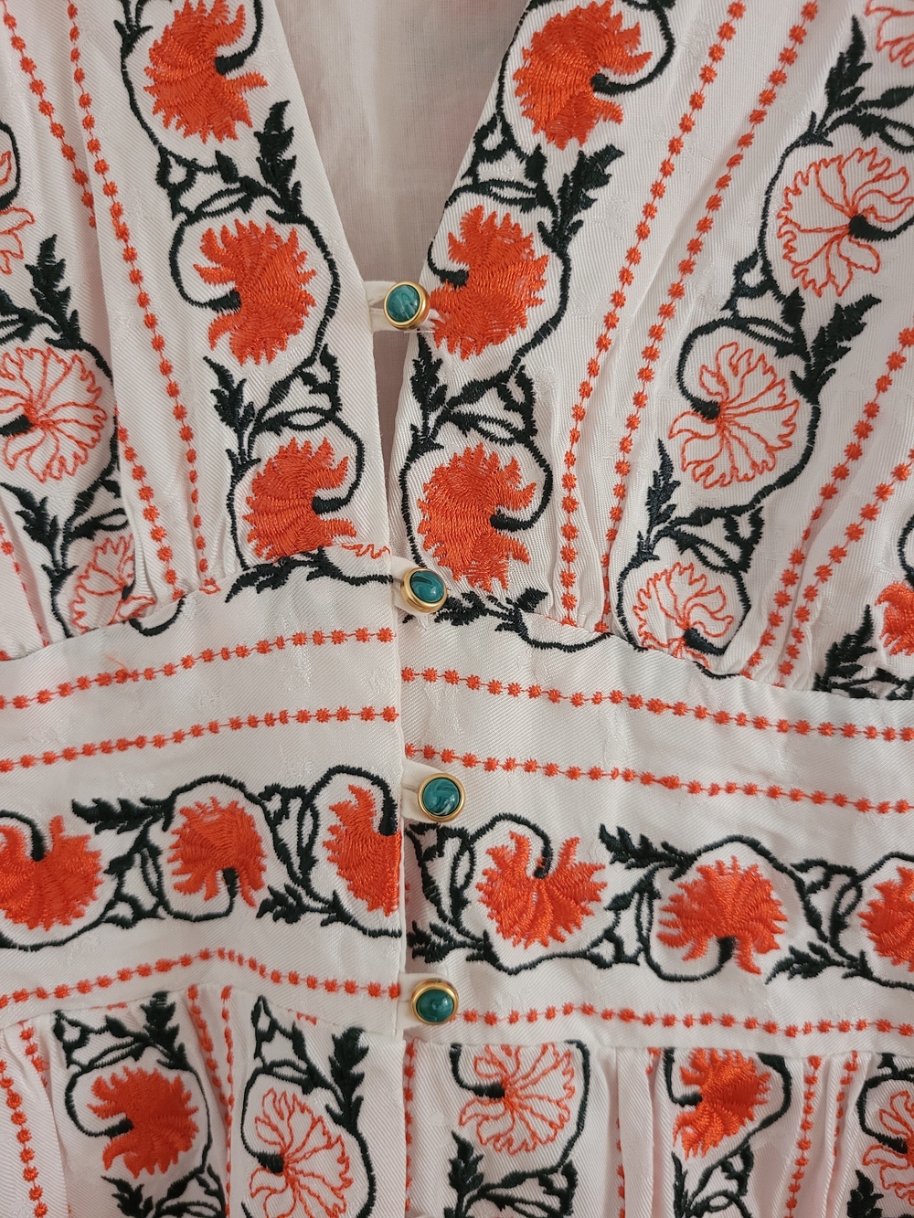 Sandro Embroided Cream Midi Wrap Dress - Picture 8 of 10